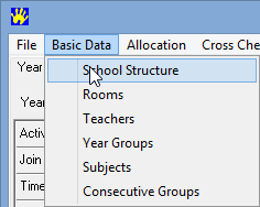 Basic Data, School Structure menu