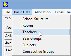 Basic Data > Teachers menu