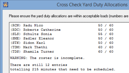 Cross Check Yard Duty Allocations (cut down)