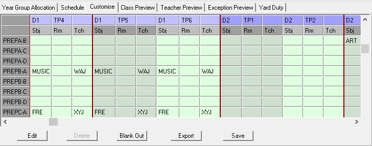 Customise tab (Initial)