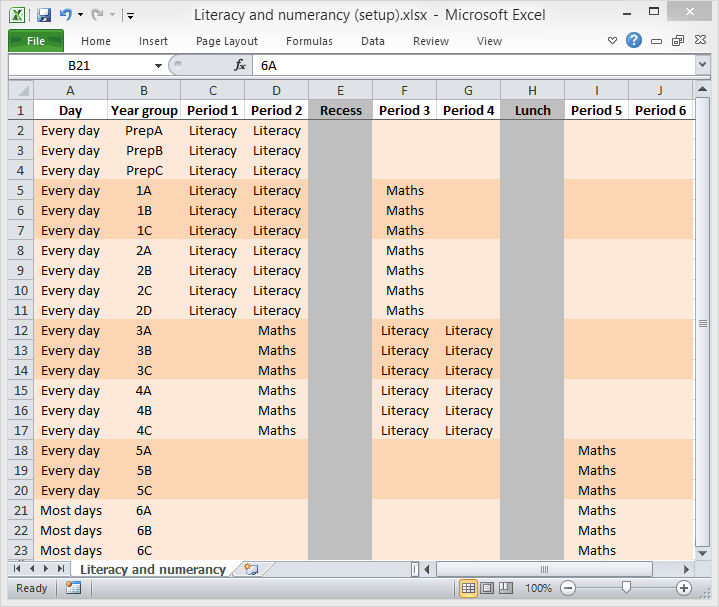 Excel (Literacy and numeracy)
