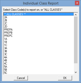Individual Class Report