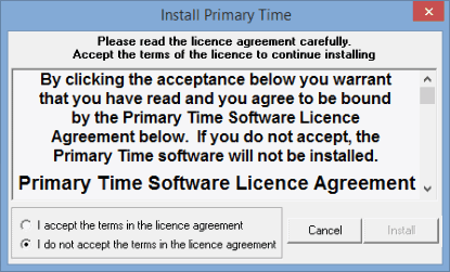 Install Primary Time (Primary Time Software Licence Agreement Windows 8)