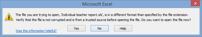 Microsoft Excel (Individual Teacher Report, Primary Time Reports)