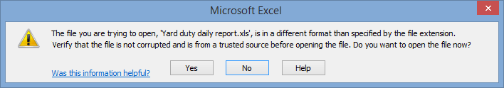 Microsoft Excel (Yard Duty Daily Report, Primary Time Reports)