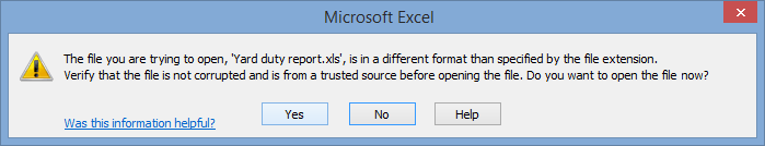 Microsoft Excel (Yard Duty Report, Primary Time Reports)
