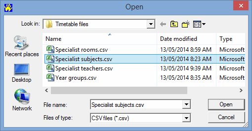 Open (import subjects, file name selected)