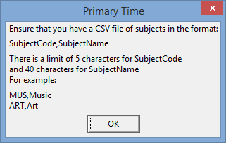 Primary Time (Ensure that you have a CSV file of subjects)