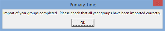 Primary Time (Import of year groups completed)
