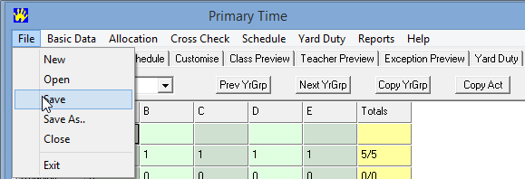 Primary Time (menu, file save)