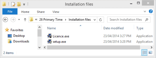 Primary Time, Installation Files directory (Windows 8)