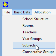 Primary Time menu, Basic Data, Specialist Subjects