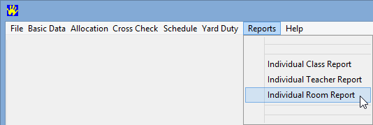 Primary Time menu, Reports, Individual Room Report
