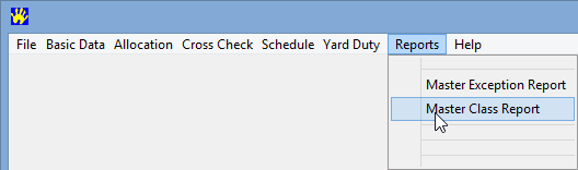 Primary Time menu, Reports, Master Class Report