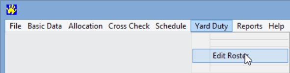 Primary Time Menu, Yard Duty, Edit Roster