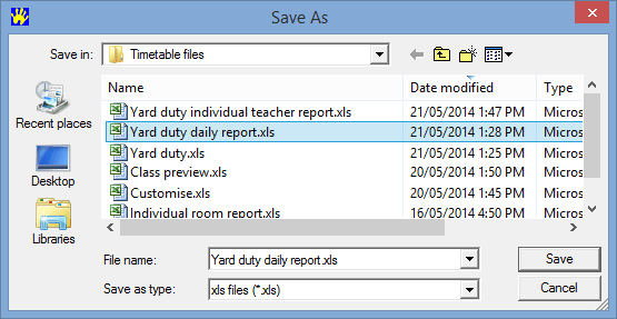 Save As (Yard Duty Daily Report)