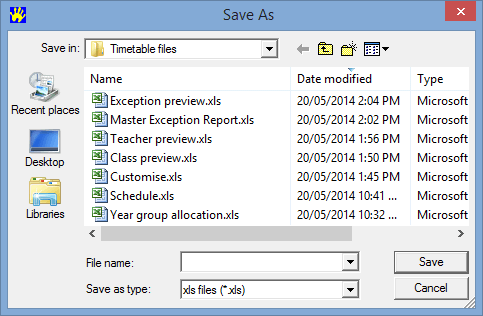 Save As (Yard Duty Export)