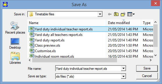Save As (Yard Duty Individual Teacher)
