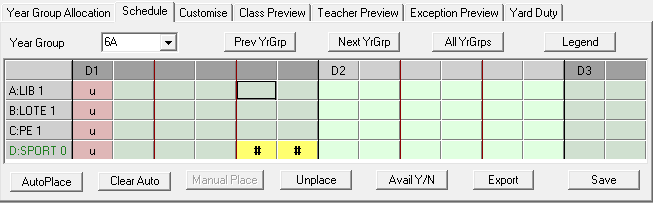 Schedule tab (AutoPlace, initial)