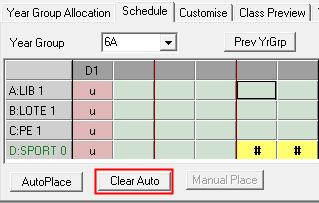 Schedule tab (Clear Auto, highlighted, initial)