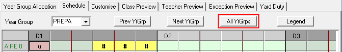 Schedule tab (Initial, All YrGrps highlighted)