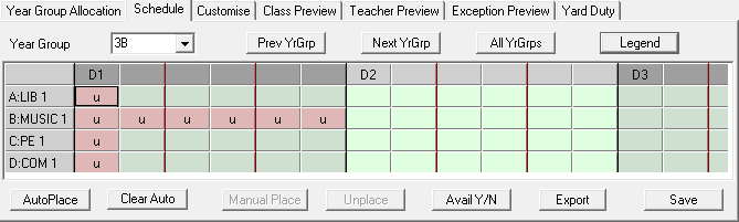 Schedule tab (part-time staff)
