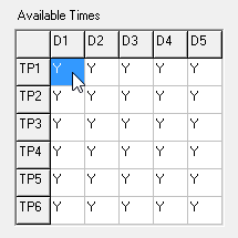 Teachers (Available Times, select D1 TP1, cut down)