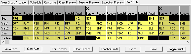 Yard Duty tab (Deleting yard duty teachers)
