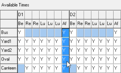 Yard Duty Teacher Limits (Available Times, multiple fields selected)