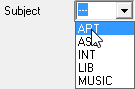 Year Group Allocation (Subject code, drop down list, cut down)