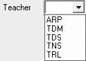 Year Group Allocation (Teacher code, drop down list, cut down)