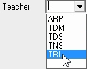 Year Group Allocation (Teacher code selection, drop down list, cut down)
