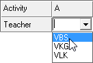 Year Group Allocation (Teacher dropdown list, selection, cut down)