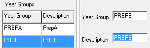 Year Groups (after typing year group code, cut down)