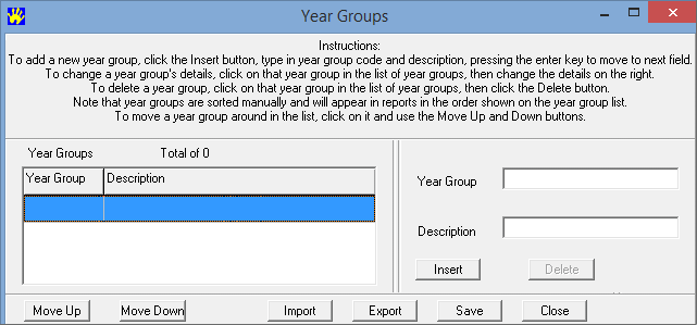 Year Groups (initial)