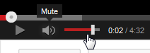 YouTube (audio slider, with cursor)