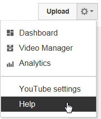 YouTube (Upload, Help, with cursor)