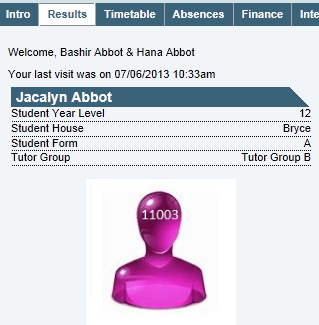 Community Portal - Results tab (view as other user example)