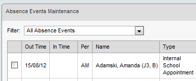 Absence Events Maintenance (synweb, cutdown for wn)