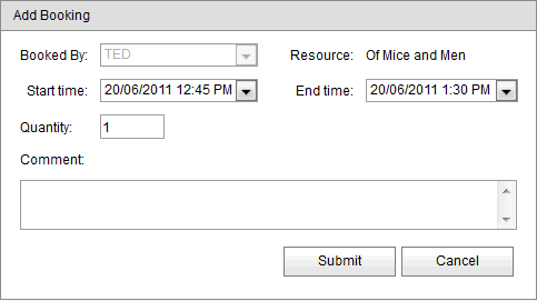 Add Booking window (Bookings Maintenance - by Period)