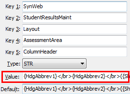 AssessmentArea ColumnHeader configuration setting