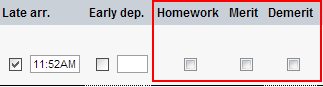 Attendance Maintenance window (Grid area, cut down)