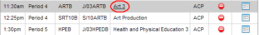 Attendance Maintenance Search (grid area, cut down)