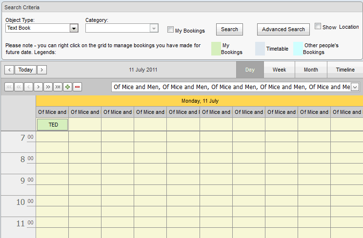 Bookings Maintenance - By Date (synweb, add booking example 2)