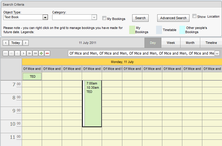 Bookings Maintenance - By Date (synweb, add booking example 3)