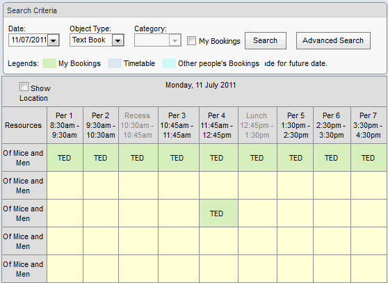 Bookings Maintenance - By Period (synweb, booking made)