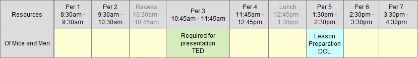 Bookings Maintenance - By Period (Synweb, cut down, schedule area)