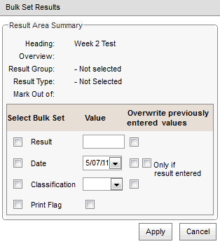 Bulk Set Results (synweb, cut down)