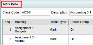 Class Maintenance - Mark Book bar (synweb, cutdown, v3 whats new)