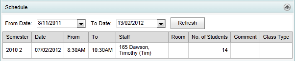 Class Maintenance - Staff bar